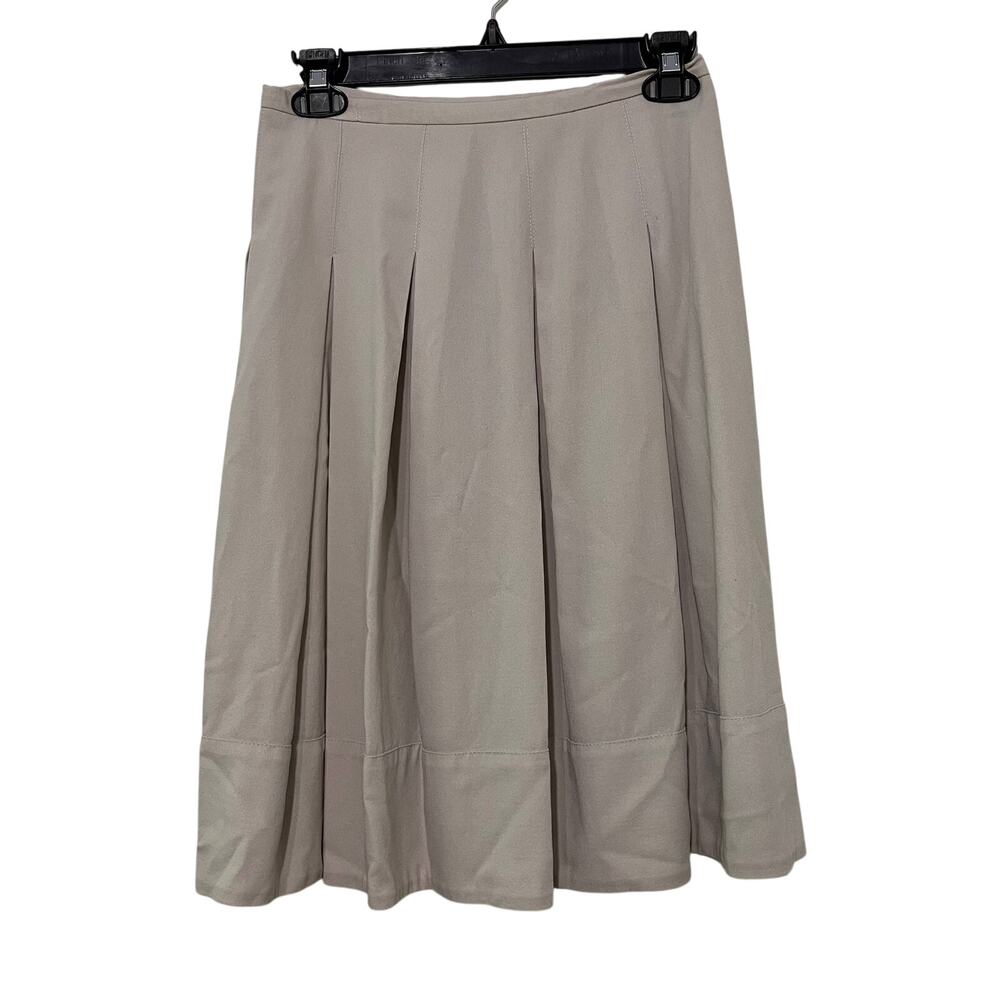 Burberry London Wool Blend Skirt Size 4 Beige Pleated Quiet Luxury Academia Chic